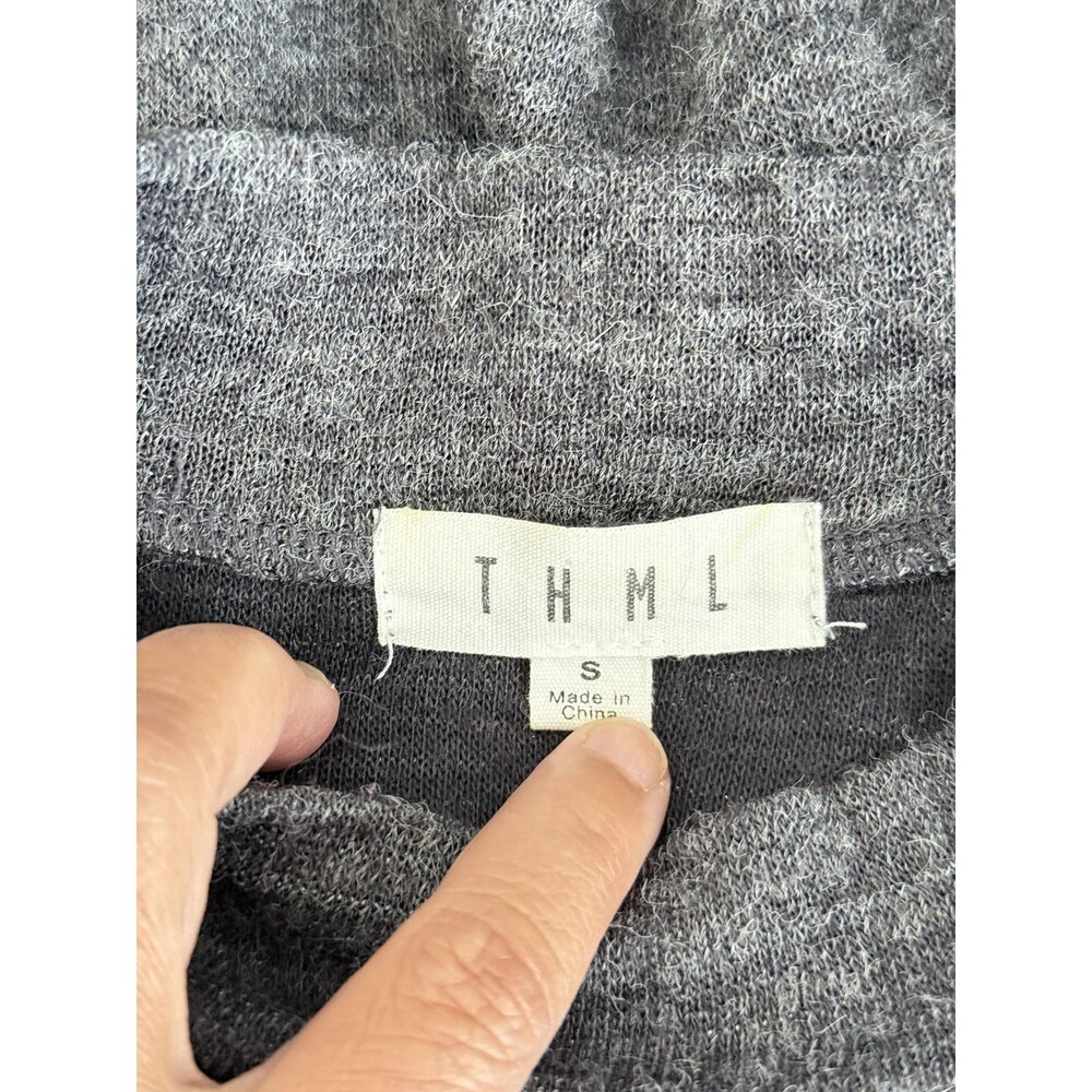 THML Sweater Womens Small Gray Embroidered Bird Floral Mock Neck Dolman Knit - Picture 7 of 8